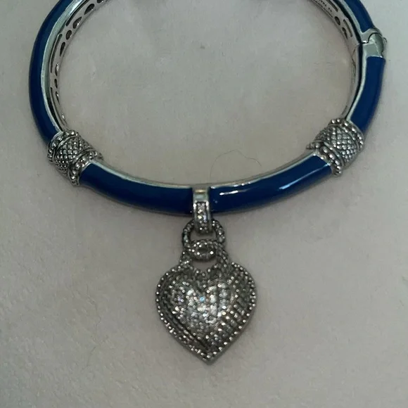 Judith Ripka Sterling Blue Enamel and CZ Bracelet - Picture 9 of 13